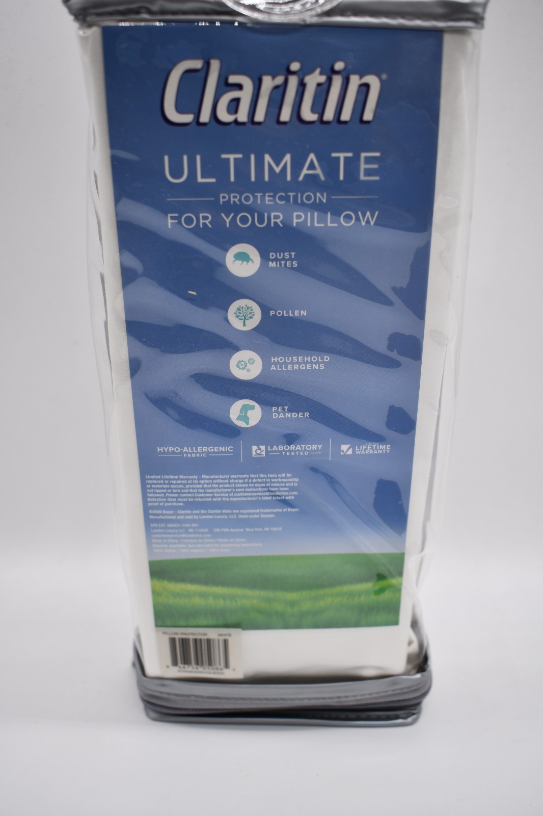 NEW Claritin Zippered Pillow Protector Cotton 20x28" S/Q Allergen Barrier gallery