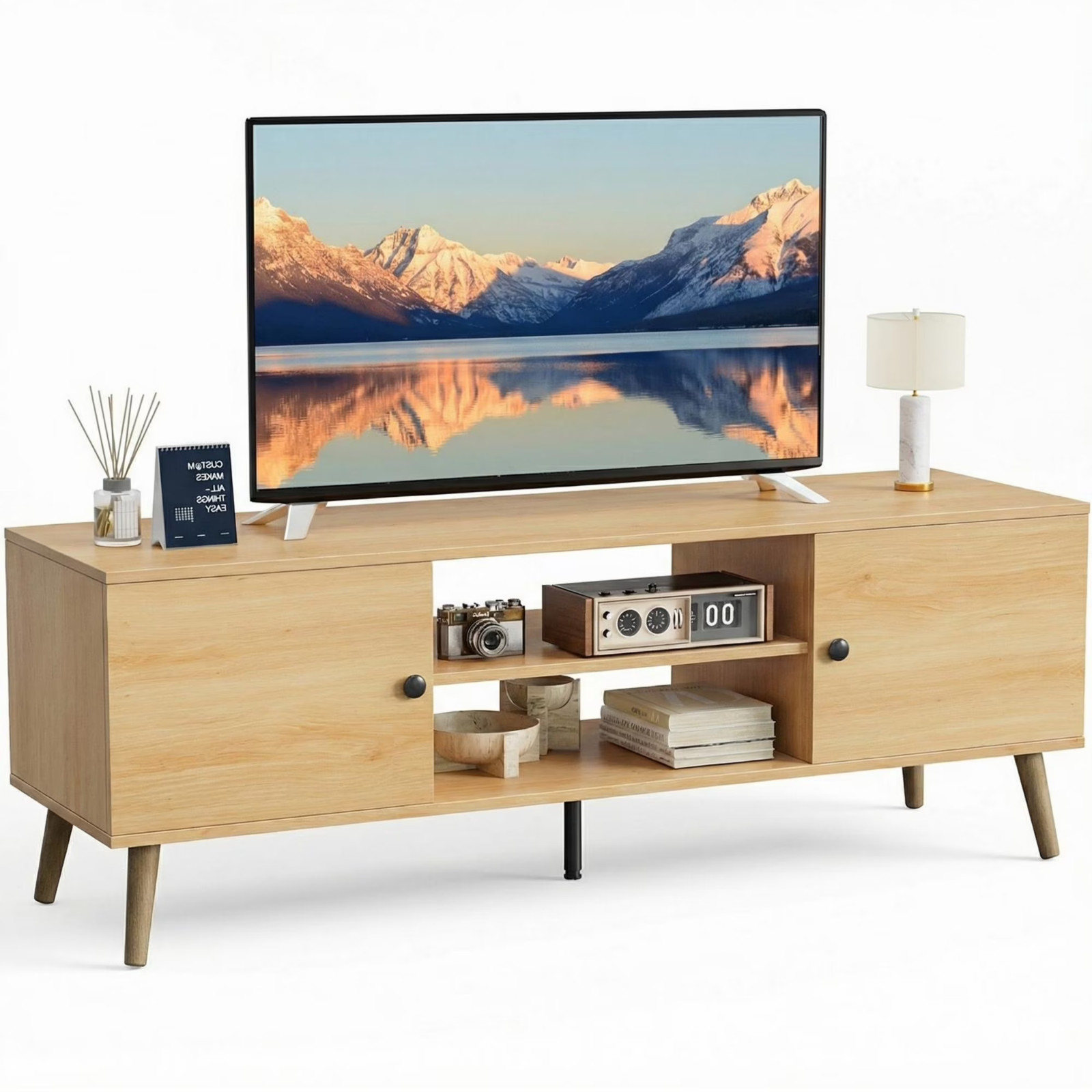 CONCETTA Wood TV Stand 60 Inch Media Console Cabinets Cable Mgmt FREESHIP gallery