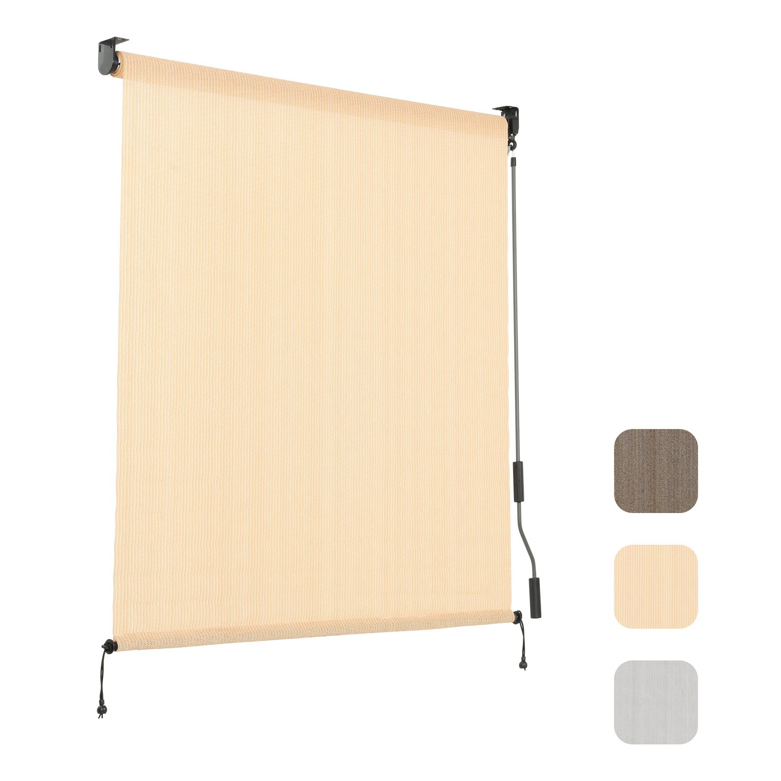 Patio Roller Shade HDPE Fabric Outdoor Cordless Roll Up Shade for Porch Beige gallery