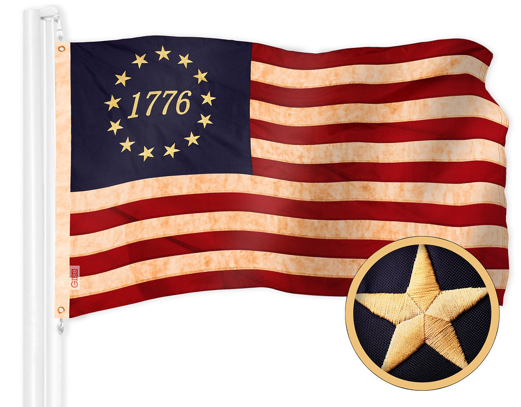 G128 Betsy Ross 1776 Tea-Stained Flag 3x5 Ft Embroidered 420D Polyester gallery