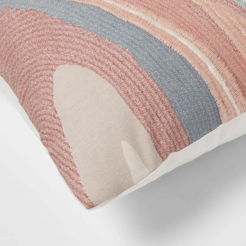 Threshold Luxe Woven Marble Decorative Pillow 14x20 Light Teal Green Terracotta gallery