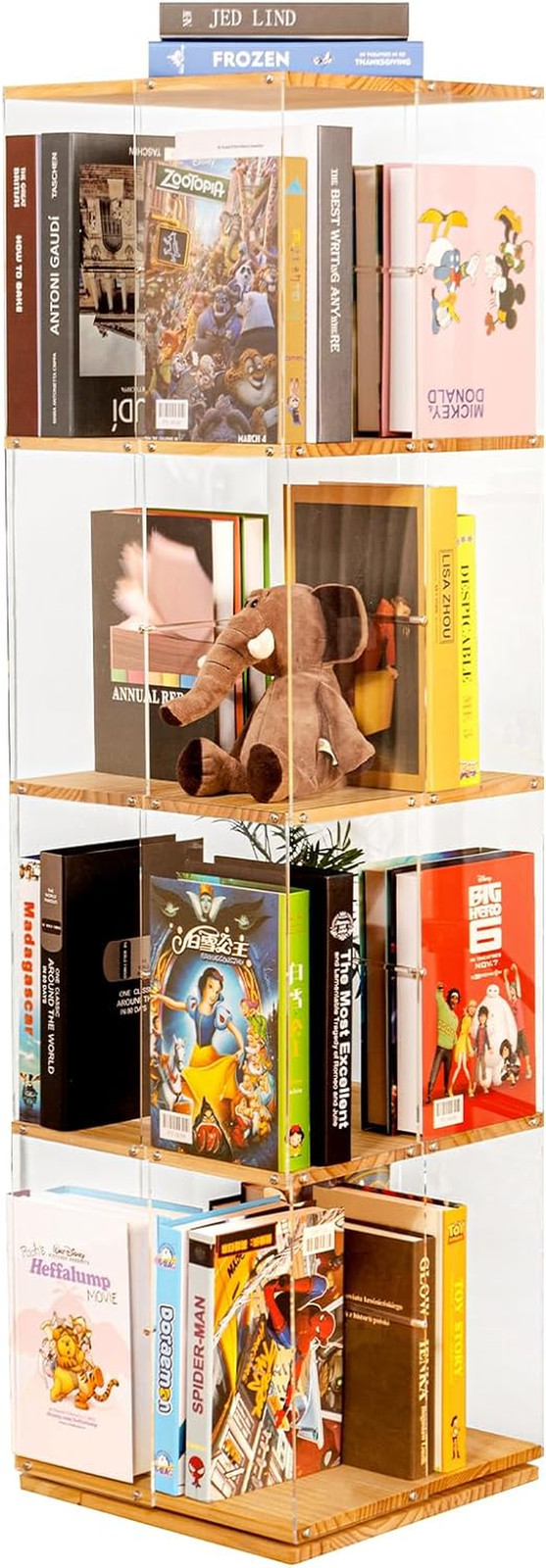 Rotating Bookshelf, 360 Degree Revolving Bookcase, 4-Tier Spinning Bookshelf,... gallery