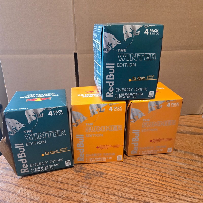 Red Bull Summer and Winter Edition Boxes two of each 4 pk 8.4 oz ( boxes only) gallery