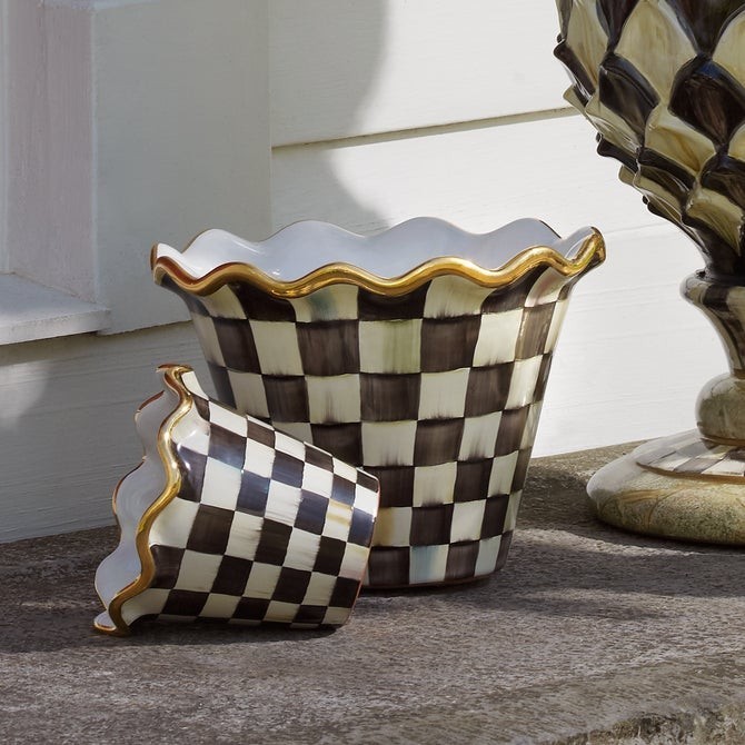 MacKenzie Childs Courtly Check 8" Ceramic Garden Pot gallery