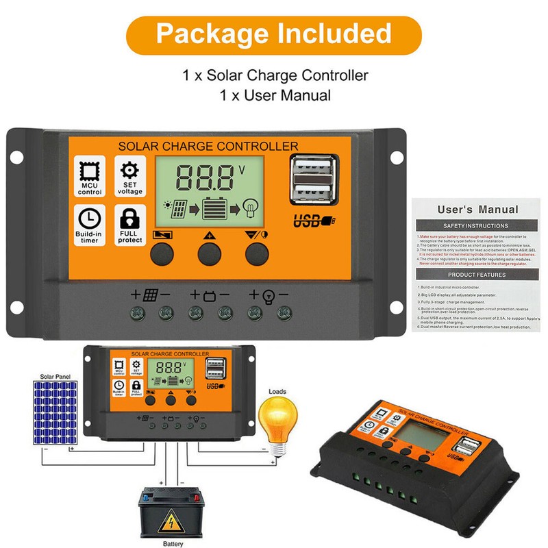 PWM Solar Charge Controller 12V 24V 60A Solar Panel Battery Regulator Inverter gallery