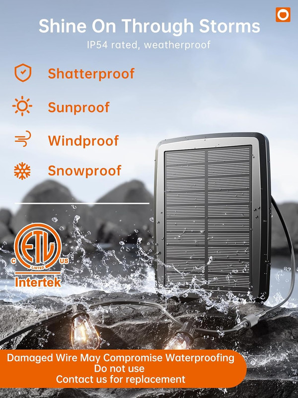 35FT Solar String Lights Outdoor, IP54 Waterproof Solar Powered with Remote & US gallery