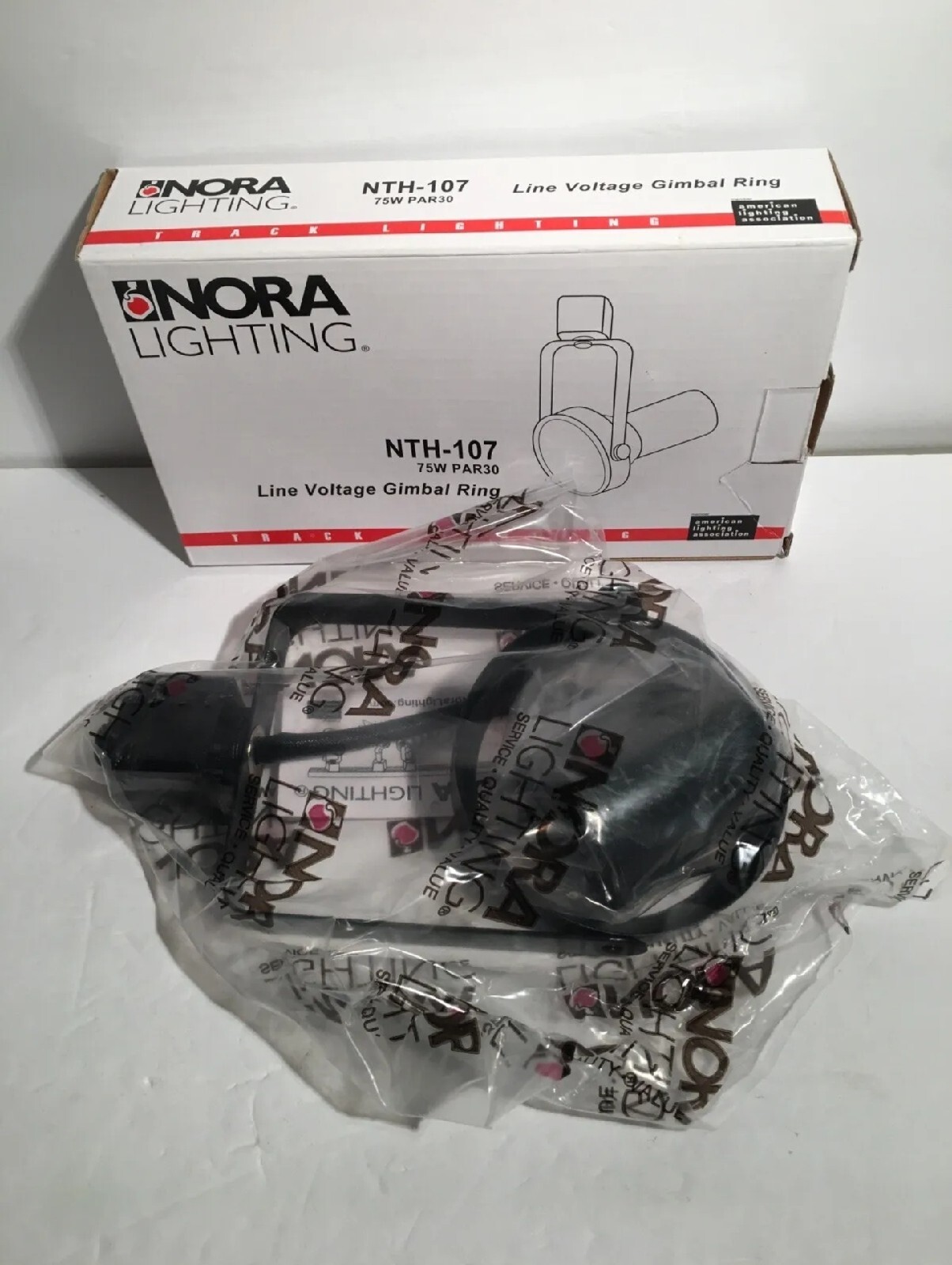 New Nora NTH-107 PAR30 75W Rear Loading Gimbal Ring Track Fixture - Black gallery