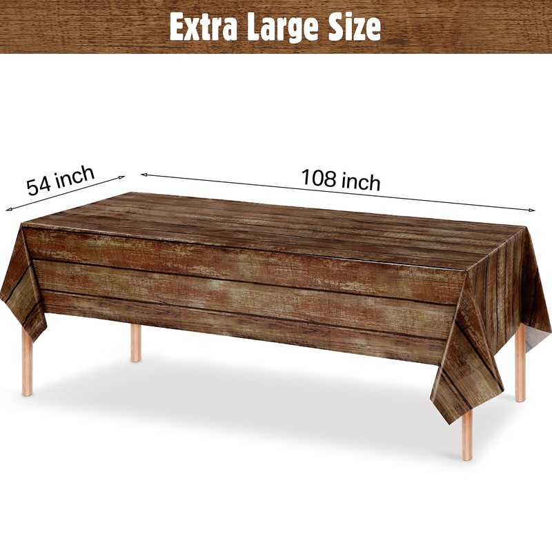Brown Wood Grain Tablecloths Rustic Plastic Table Covers (3 Pcs,54 x 108 Inches) gallery