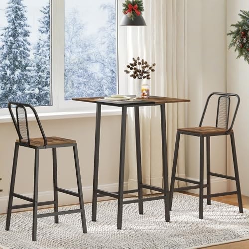 Bar Table, Kitchen Dining Table, Bar Counter Height Rustic Brown + Black gallery