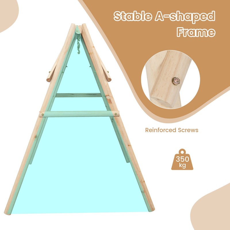 Wooden Swing Frame 67" Solid Wood Heavy Duty A-Frame Stand with Bars Porch Lawn gallery