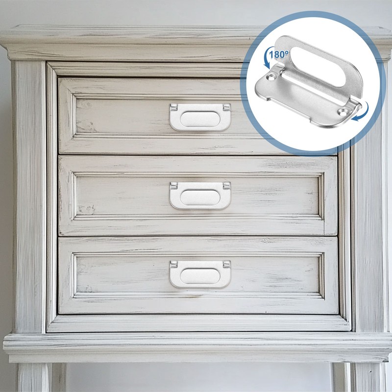 2Pack Recessed Pull Door Handle Invisible Flush Handle with Screw Silver gallery