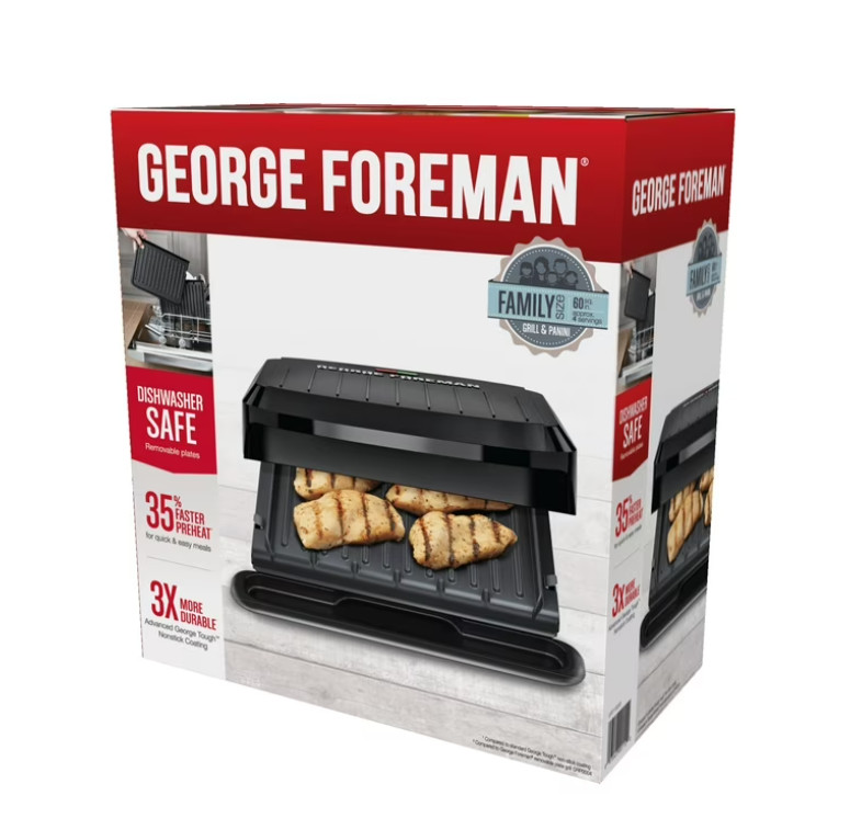 George Foreman 4‑Serving Electric Grill & Panini Press, Easy‑Clean Removable Dis gallery