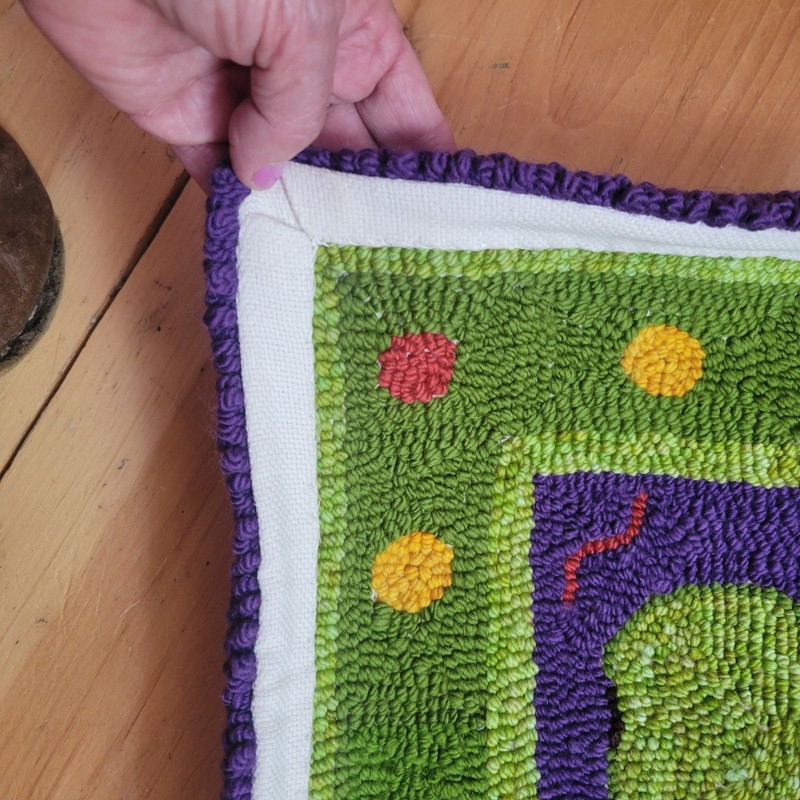 Punch Needle Hand Made ! Wool Pear Fruit Door Mat 18x30 Green Purple Yellow Red gallery