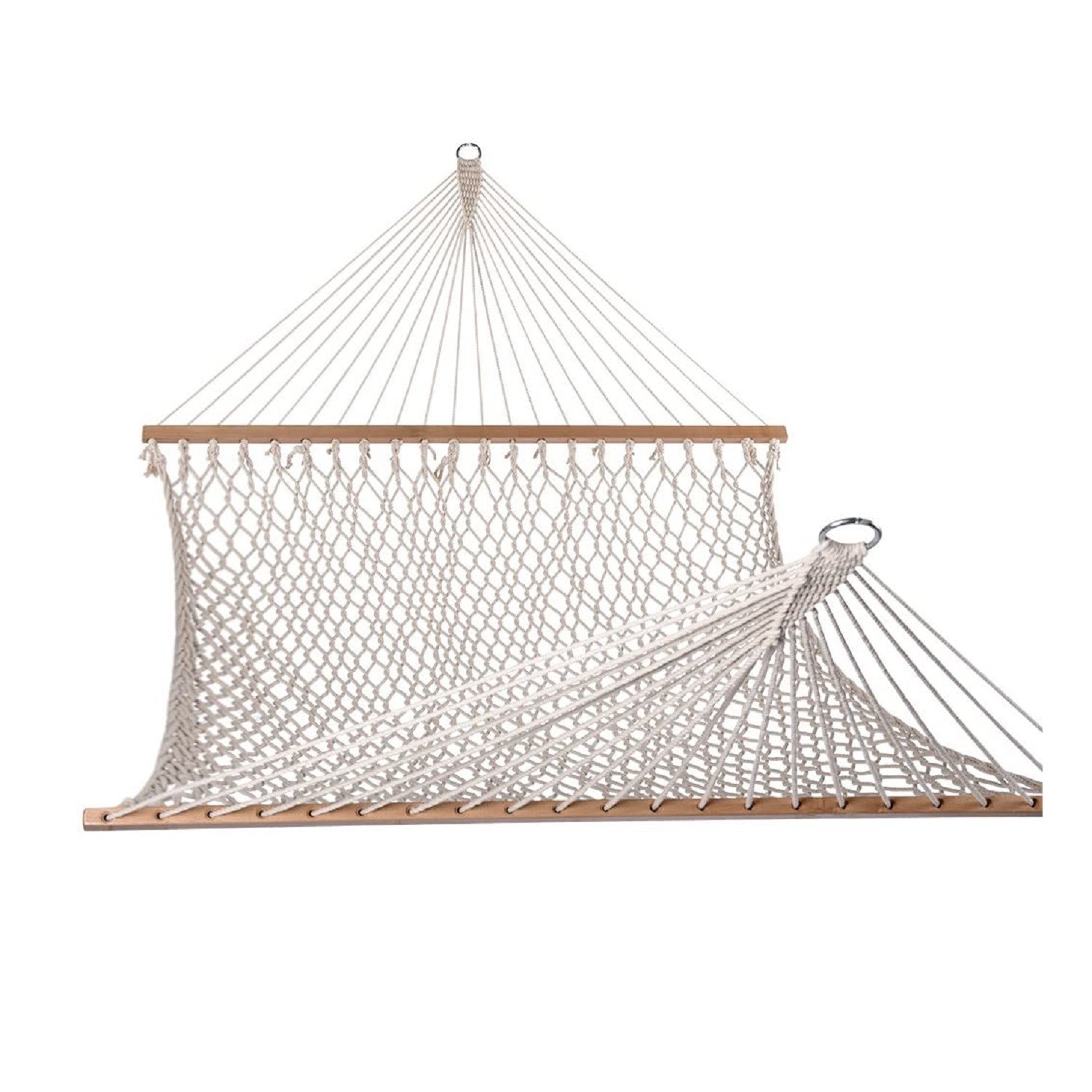 Hammocks Cotton Rope Double Hammock with Wood Spreader bar 450 Pounds Capacity gallery