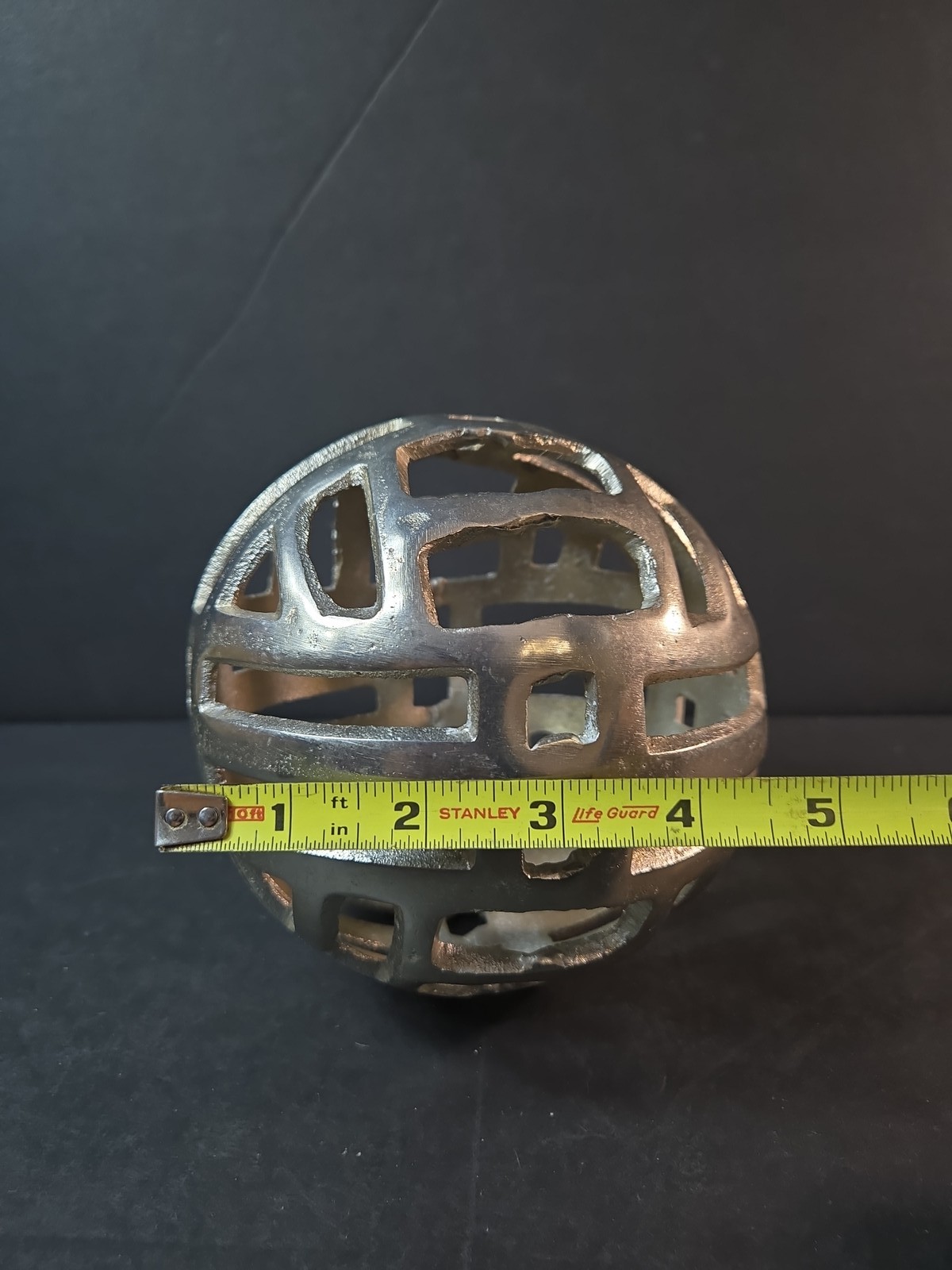 Modern Geometric Metal Orb Sphere Sculpture Home Decor Accent Silver 4" Diameter gallery