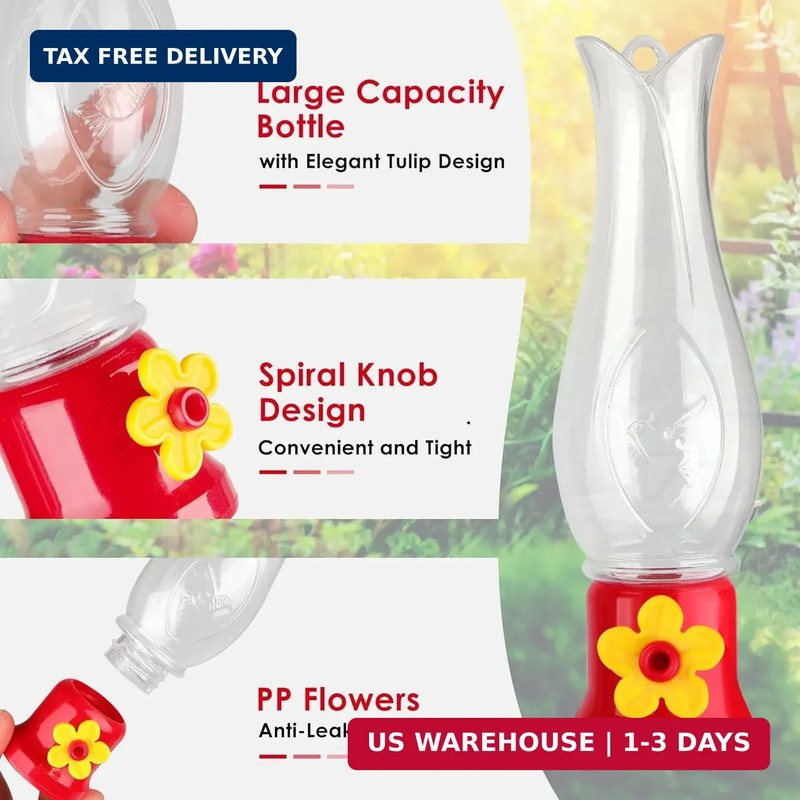 ORIENTOOLS Hummingbird Feeder 4Pack, Mini Hanging Flower Bird Feeders for Outdoo gallery