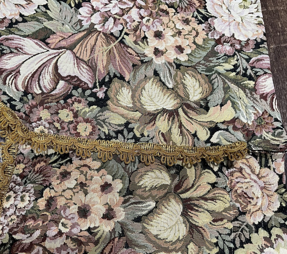 Tapestry Brocade Window Valance Handmade 92 in. Medieval Castle Gold Trim