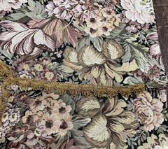 Tapestry Brocade Window Valance Handmade 92 in. Medieval Castle Gold Trim