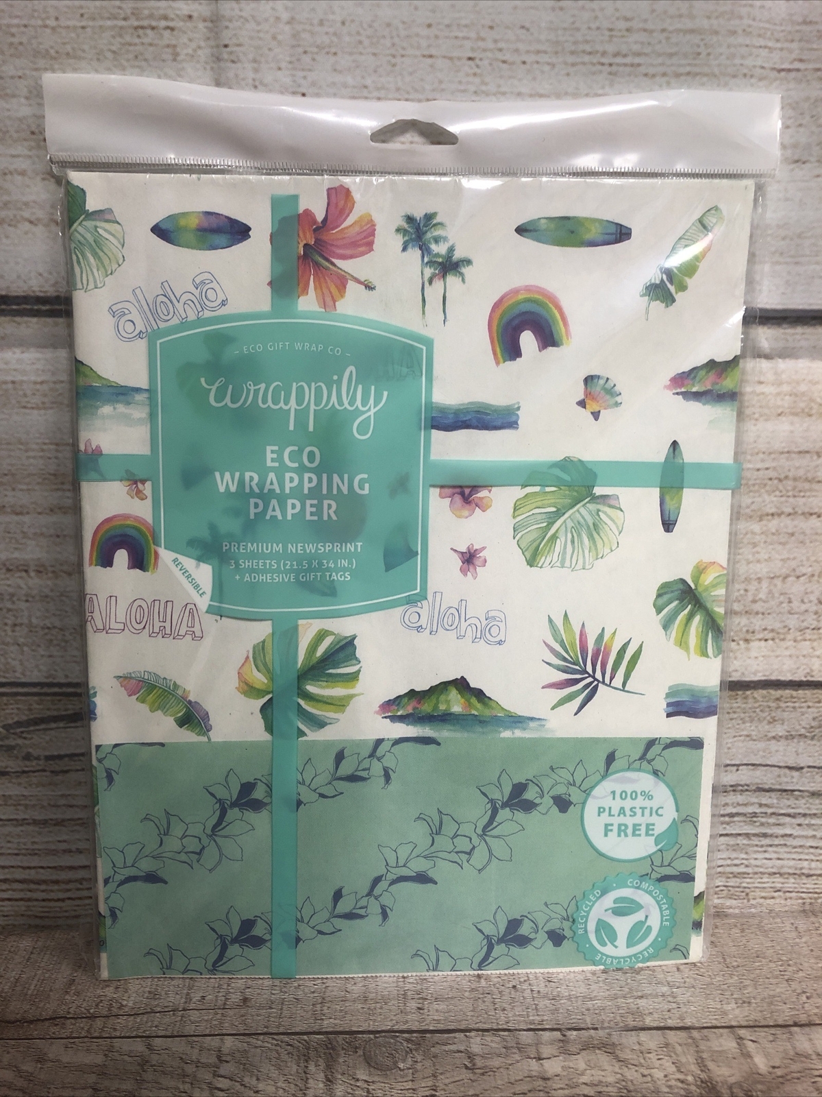 Plastic Free Recycled Wrapping Paper Eco friendly Compostable Aloha Hawaiian gallery