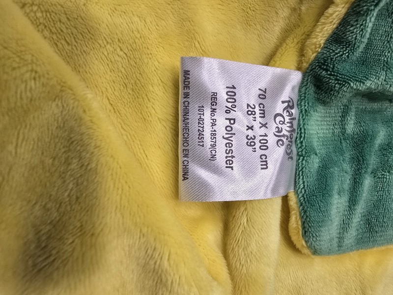 Rainforest Cafe Cha! Cha! Frog Character Blanket Green Yellow 28x39 New w/Tags gallery