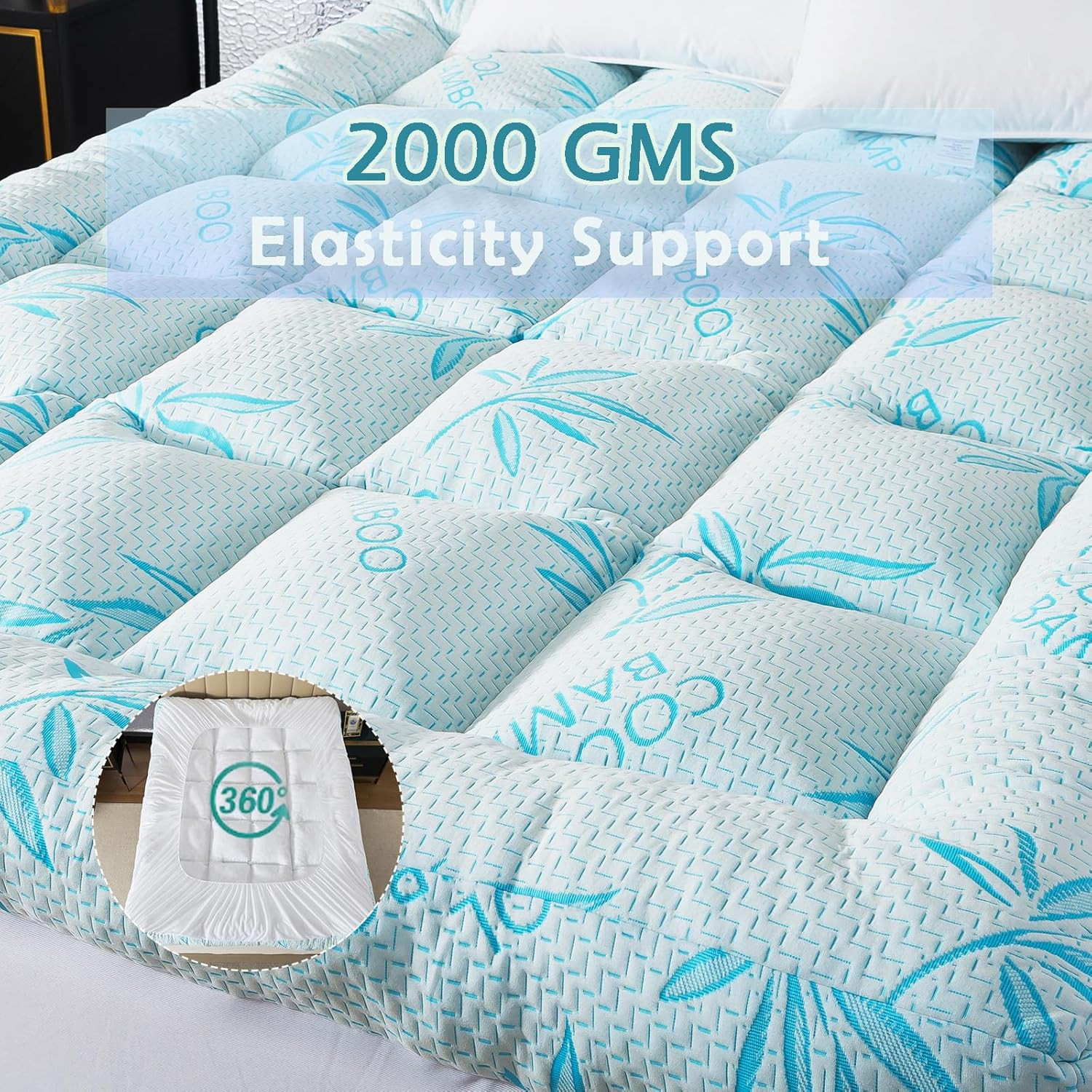 WhatsBedding 5 Inch Queen Mattress Topper Breathable Bamboo Viscose Air Layer,Me gallery