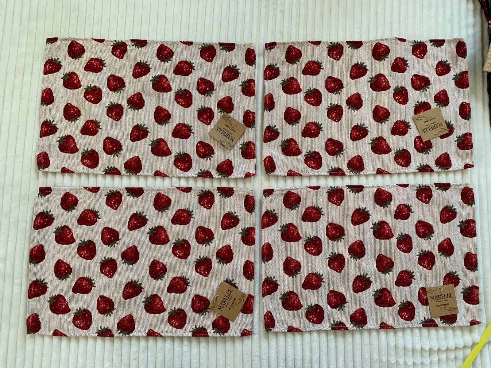 Mabelle Studio Tapestry Strawberry Placemats 19”x13” Strawberries 🍓 Set Of 4 gallery