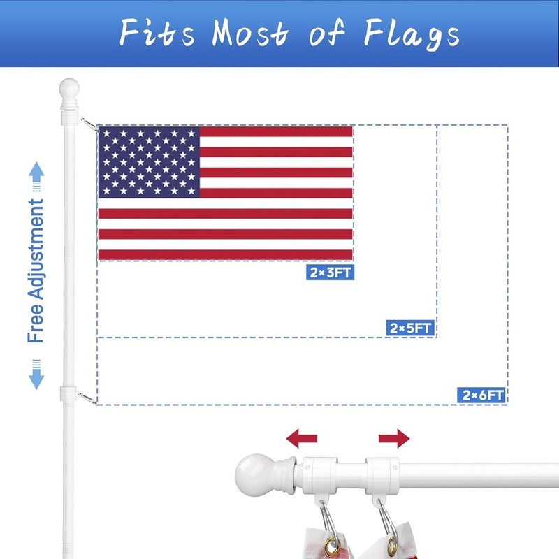 Multi-Accessory Tangle-Free Flag Pole – 6 FT Stainless Steel for Boats & Porches gallery