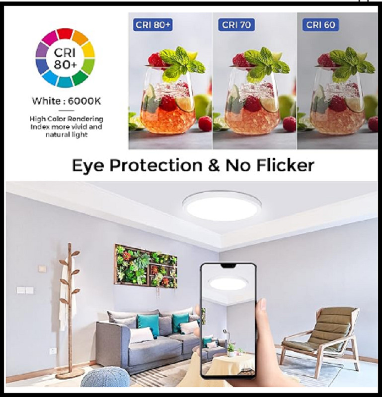 Flush Mount Ceiling Light Fixtures24W Flat Led Light for Ceiling6000K 2200LM U gallery