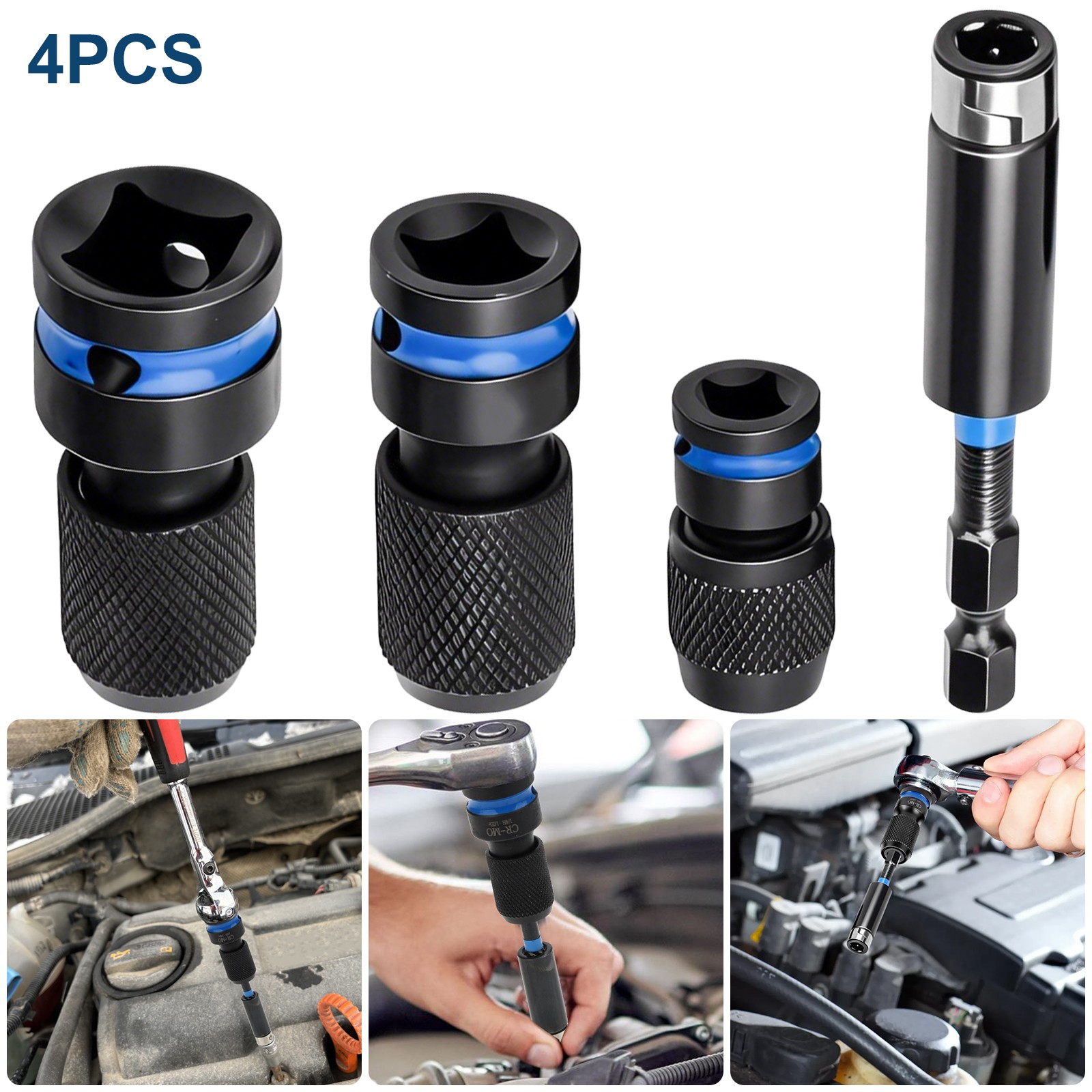 Impact Socket Adapter Set 1/2 3/8 1/4" Drive to 1/4"Hex Bit for Ratchet Wrenches gallery