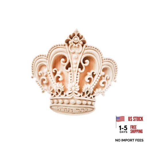 Crown Pattern Wood Carving Decal Unpainted Wood Onlay Appliques DIY 1PC 4 gallery