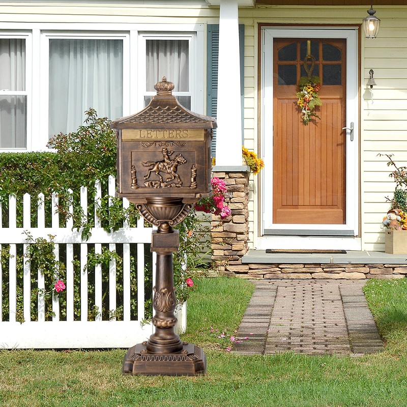 Large Post Mailbox with Post & Baffle Door, Heavy Duty Mail Box Cast Aluminum gallery