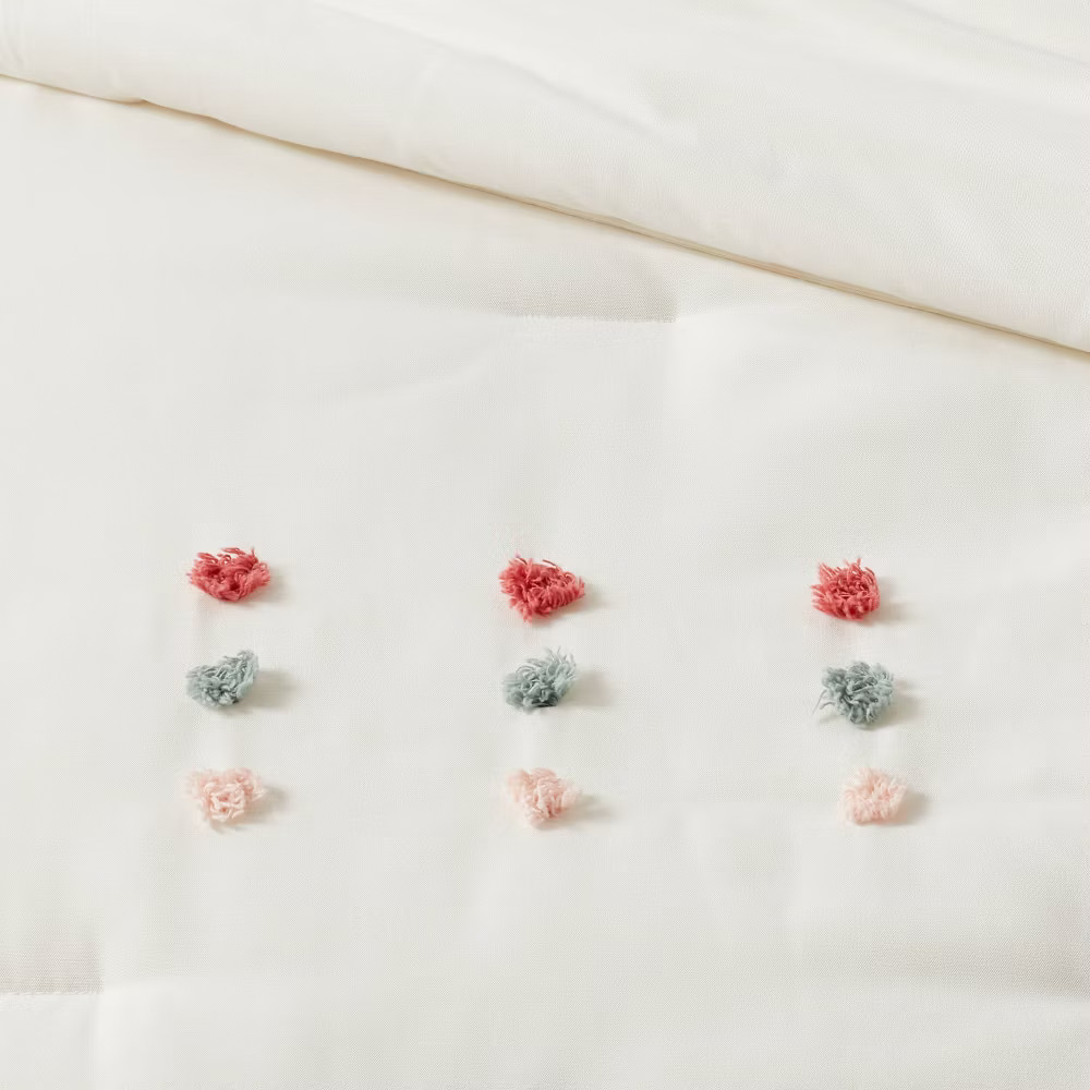 Twin Pom Comforter Set Cream - Pillowfort gallery