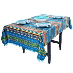 TABLECLOTH RECTANGLE COTTON THROW HANDMADE OTAVALO ANDEAN INCA 60″x80″ 6-8 SEATS