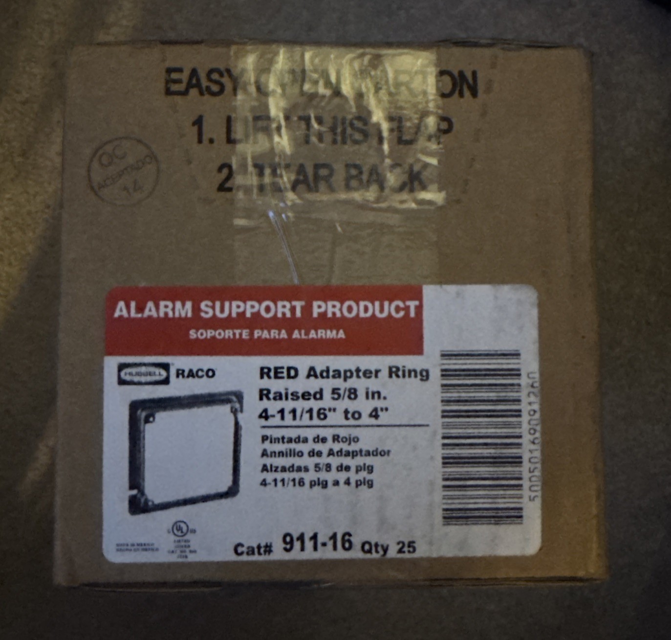 Hubble RACO Red Adapter Ring Raised 5/8in 4-11/16” To 4” *SOLD AS 25PK* NIB gallery