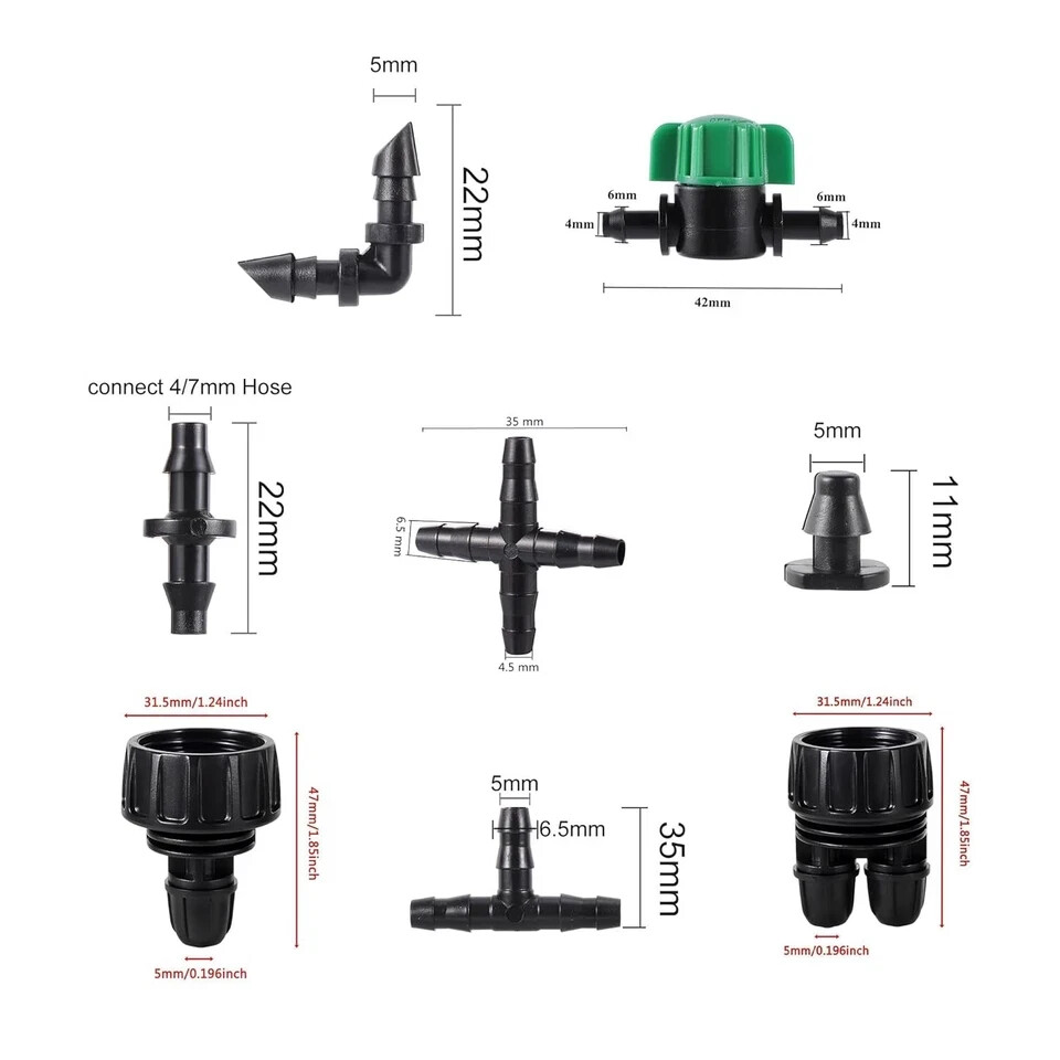 128 Pcs 1/4 Barbed Connectors Irrigation Fittings Kit, 3/4'' to 1/4'' 128 gallery