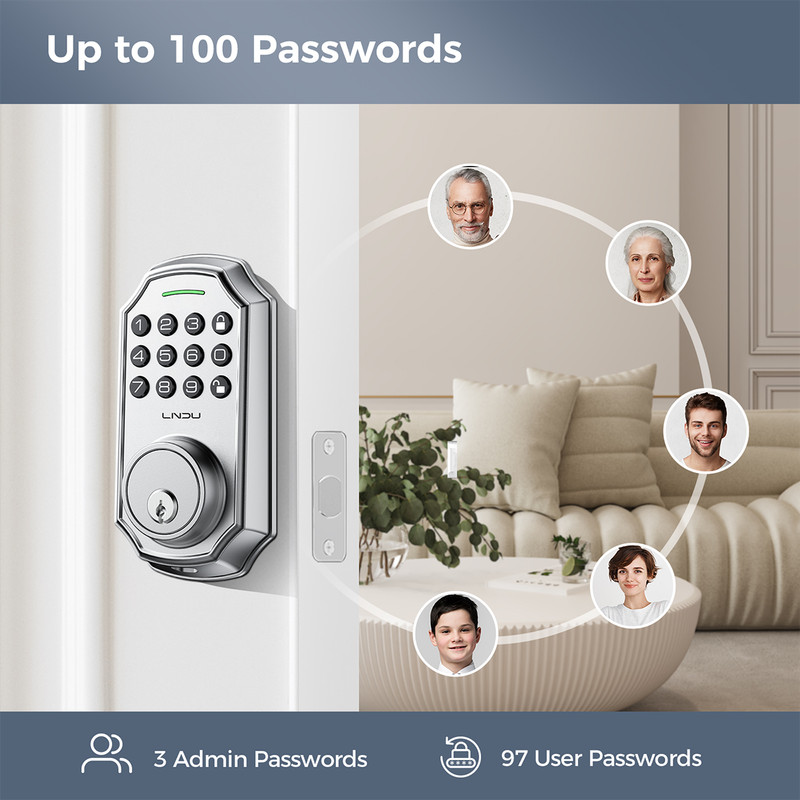 Smart Front Door Lock Set Electronic Keypad Deadbolt Keyless Entry ＆ 100 Codes gallery