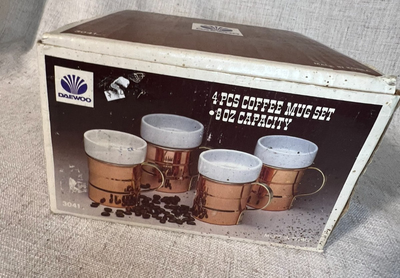 DAEWOO 4 COPPER/CERAMIC COFFEE MUG SET~Glasses*Tumblers gallery