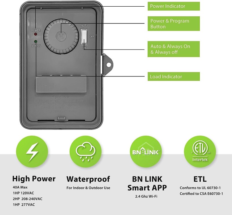 BN-LINK Smart WiFi Pool Pump Timer Outdoor Heavy Duty 24Hr Programmable For Pool gallery