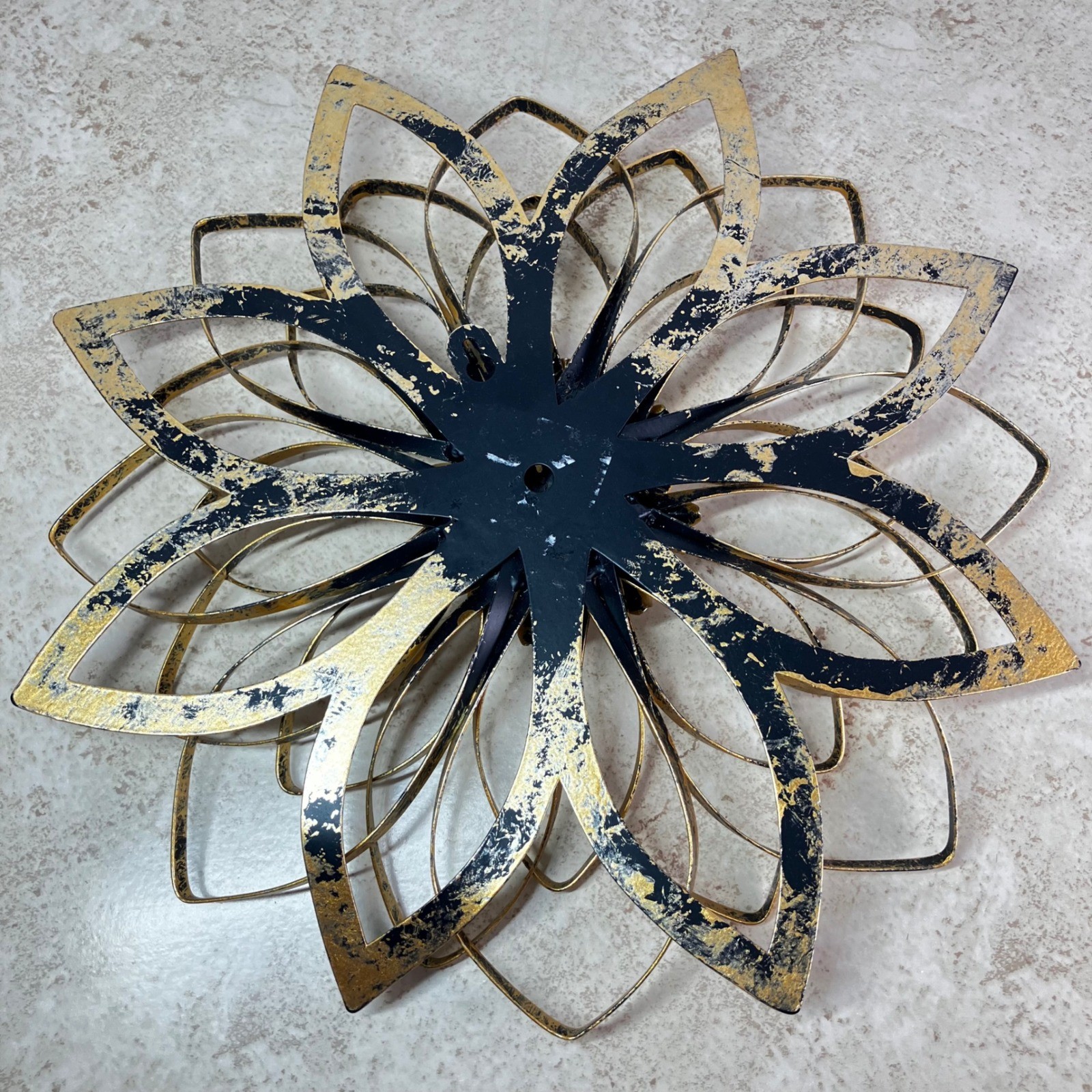 Ornate Wall Decor Metal Flower 12 Inch Gold Distressed 3D Lotus Sculpture gallery