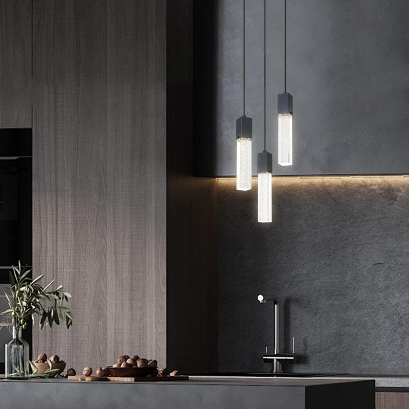 Crystal Pendant Ceiling Light Fixture – Black Modern Hanging Lamp – New gallery