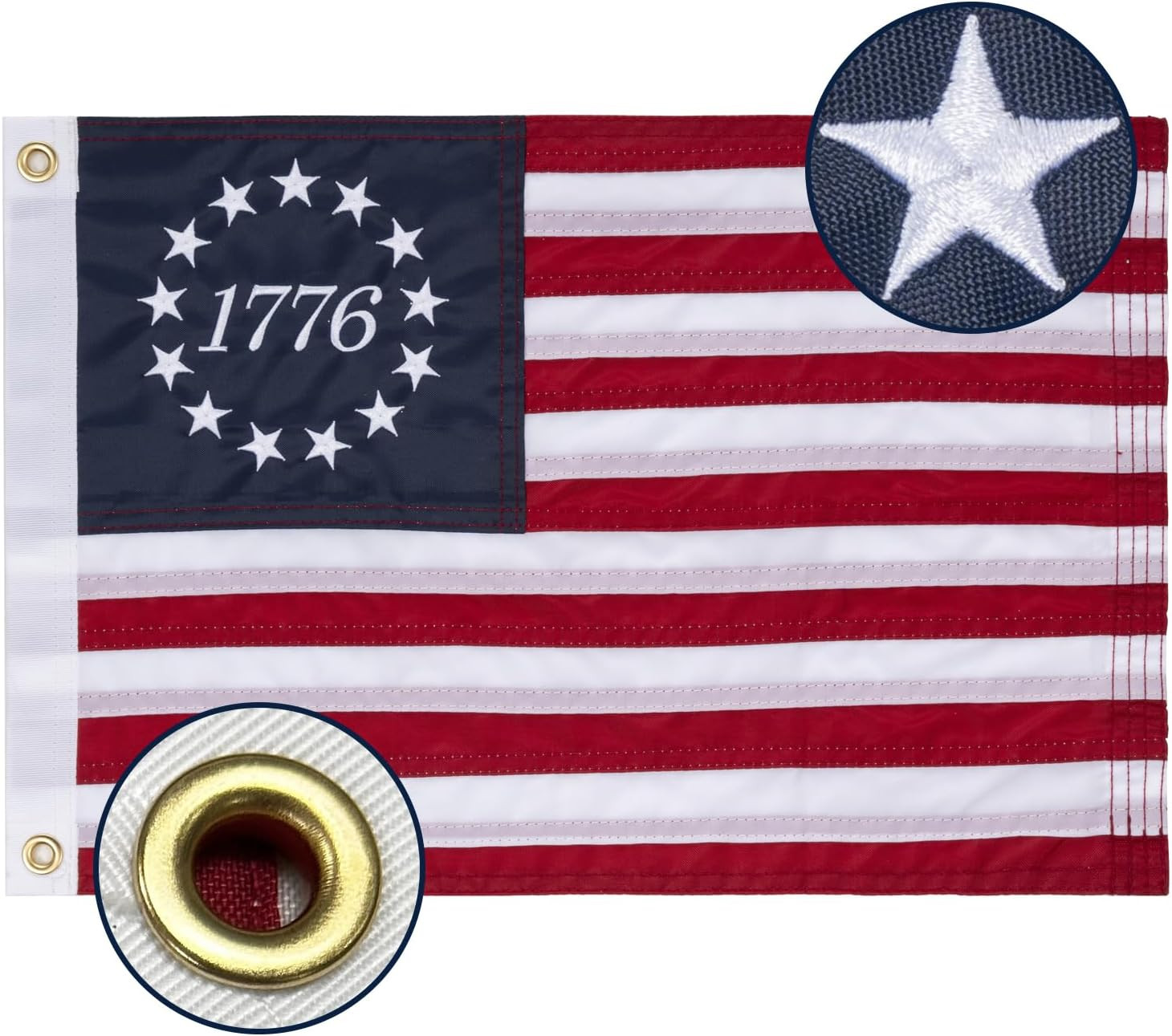 Betsy Ross 1776 Flag 12X18 Inch Embroidered Stars Small 13 Star American Flags f gallery