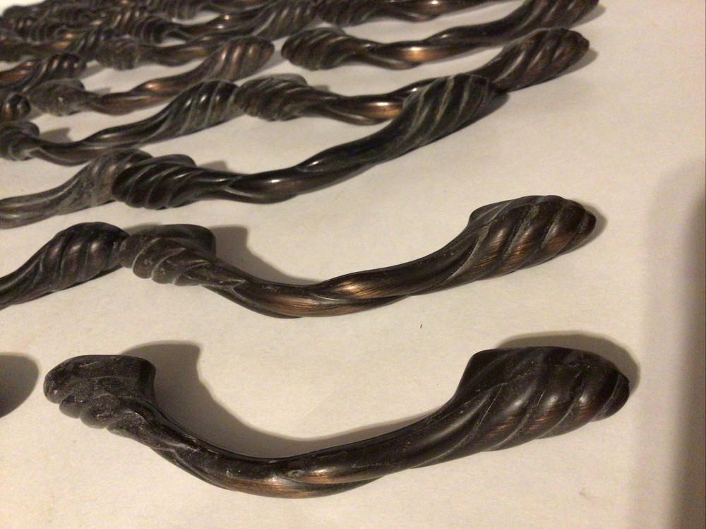 6 Copper Alloy Cabinet Drawer Pull 3 or 3 3/4 Twist Rope Braid Twisted Brown