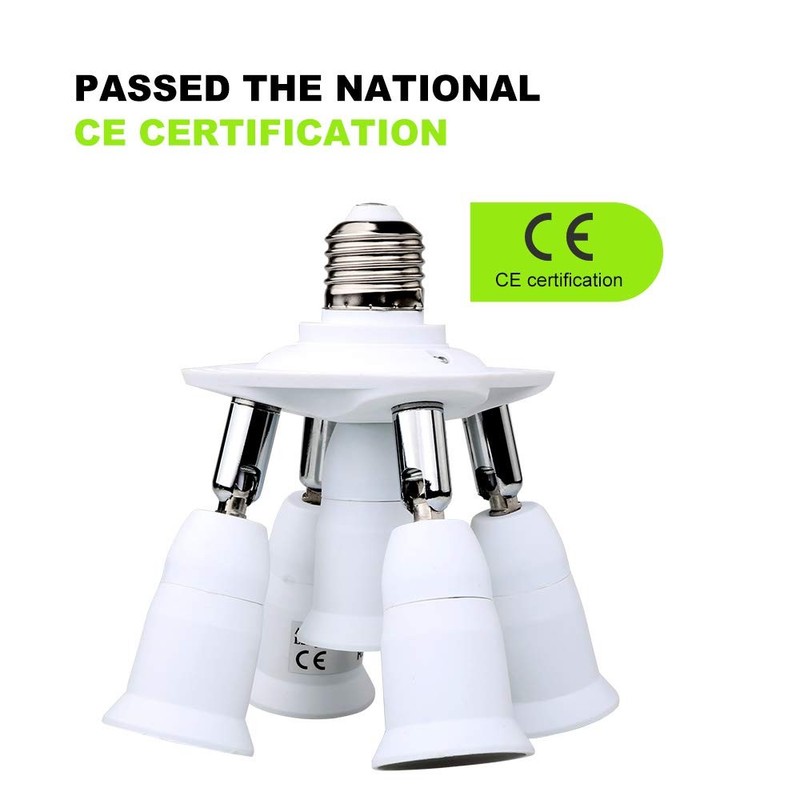 5 in 1 E26 Light Bulb Socket Splitter Converter Adapter 360 Degree Adjustable I gallery