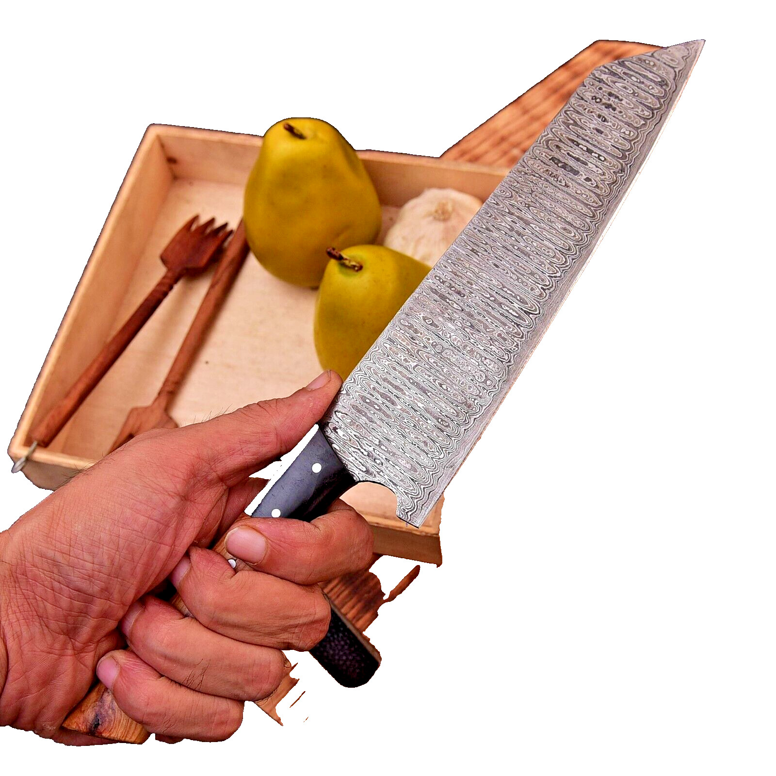 HANDMADE FORGED DAMASCUS STEEL Bunka Chef Knife KITCHEN KNIFE WOOD HANDLE gallery
