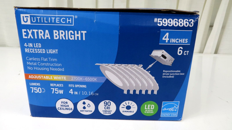 Utilitech Extra Bright 4" LED Recessed Light 6 Count 5996863 750 Lumens gallery