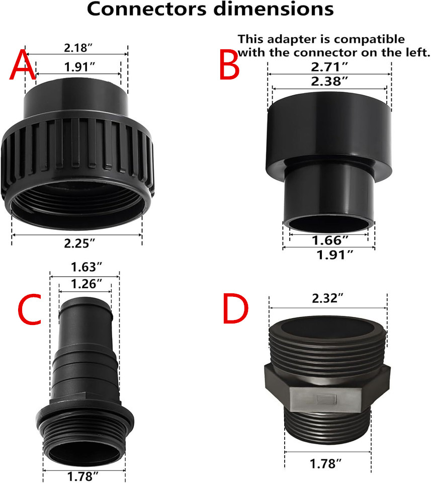 2Pcs Pool PVC Fitting Tube Fitting Adapter Hose Connector For Swimming Pool Pump gallery