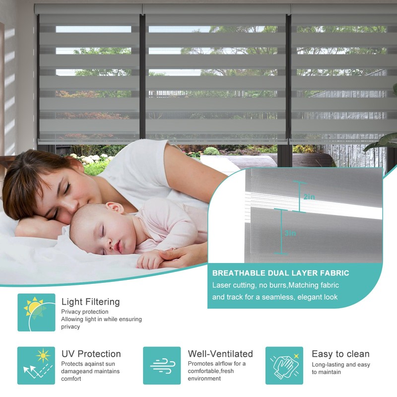 Changshade Horizontal Shade Window Blind Zebra Dual Roller Blind Easy to Install gallery