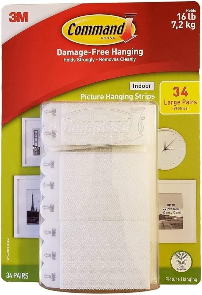 3M Command Picture Hanging Strips 34 Pairs 68 Large Strips Hold 16 lbs gallery