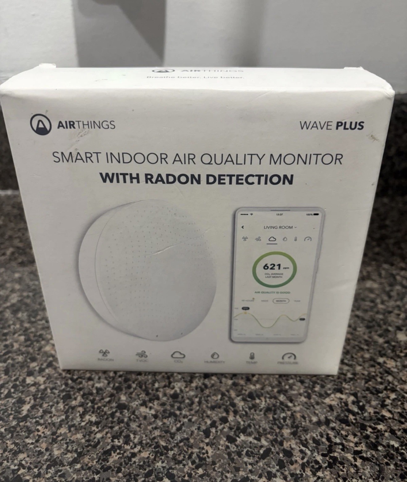Airthings Wave Plus 2930 Smart Indoor Air Quality Monitor W/ Radon Detection gallery