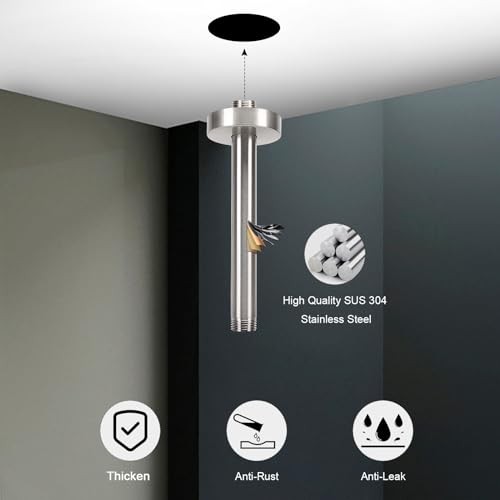 Ceiling Mounted Shower Arm, Rain Extension Arm with Brushed Nickel 6 Inch gallery
